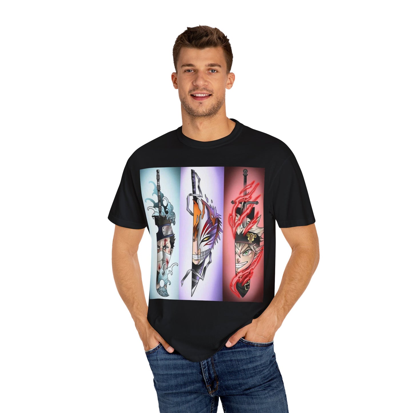 Unisex Garment-Dyed Anime T-Shirt - Vibrant Sword Design