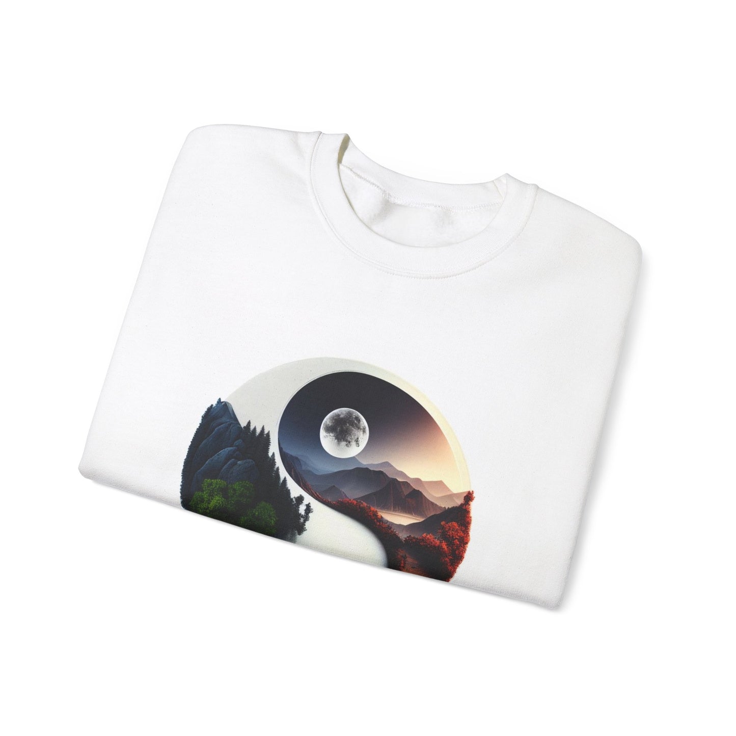Unisex Yin Yang Nature Crewneck Sweatshirt - Cozy and Stylish for Outdoor Lovers