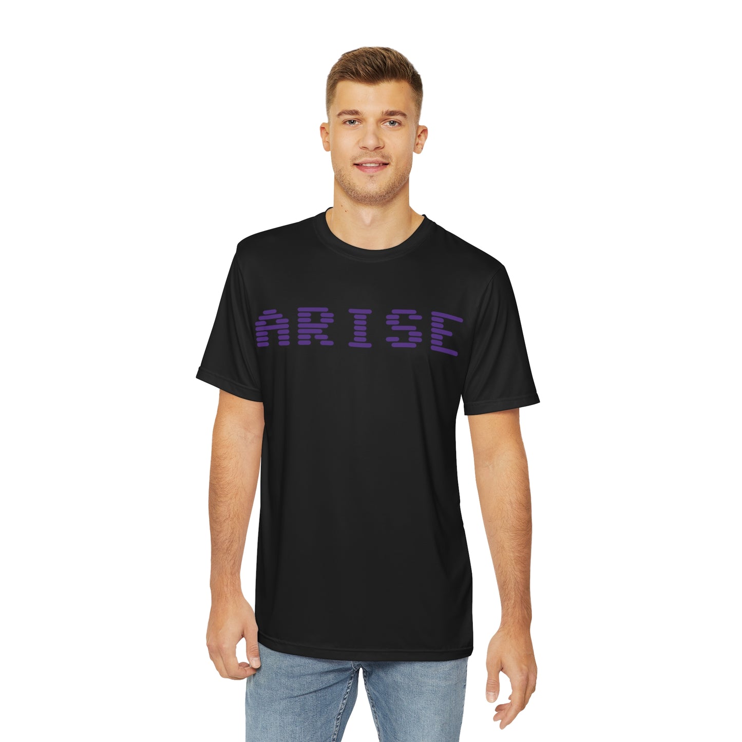 Men's Graphic Tee - 'ARISE' Motivational Polyester Shirt for Gamers & Anime Fans