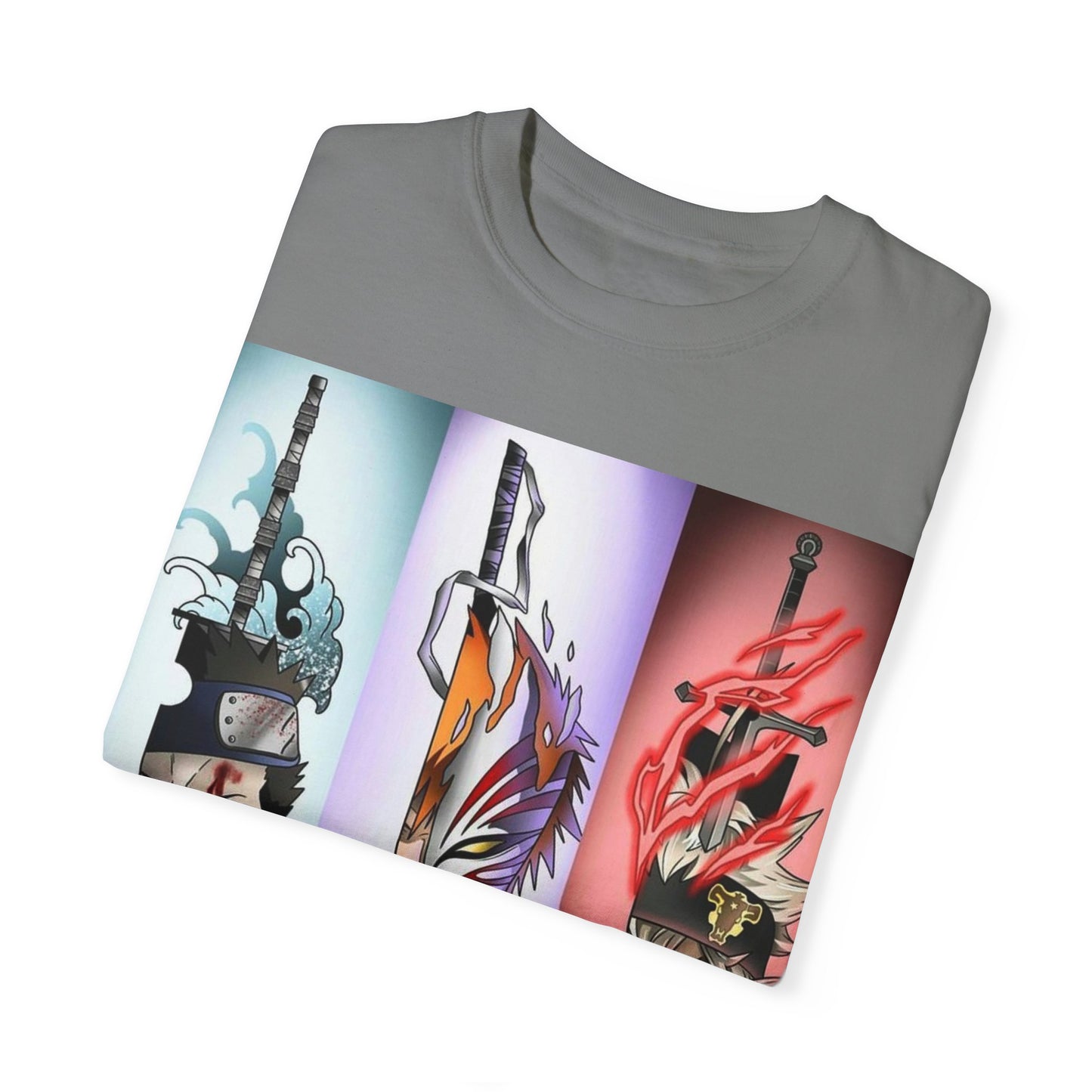 Unisex Garment-Dyed Anime T-Shirt - Vibrant Sword Design