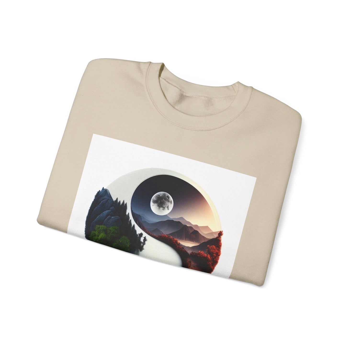 Unisex Yin Yang Nature Crewneck Sweatshirt - Cozy and Stylish for Outdoor Lovers