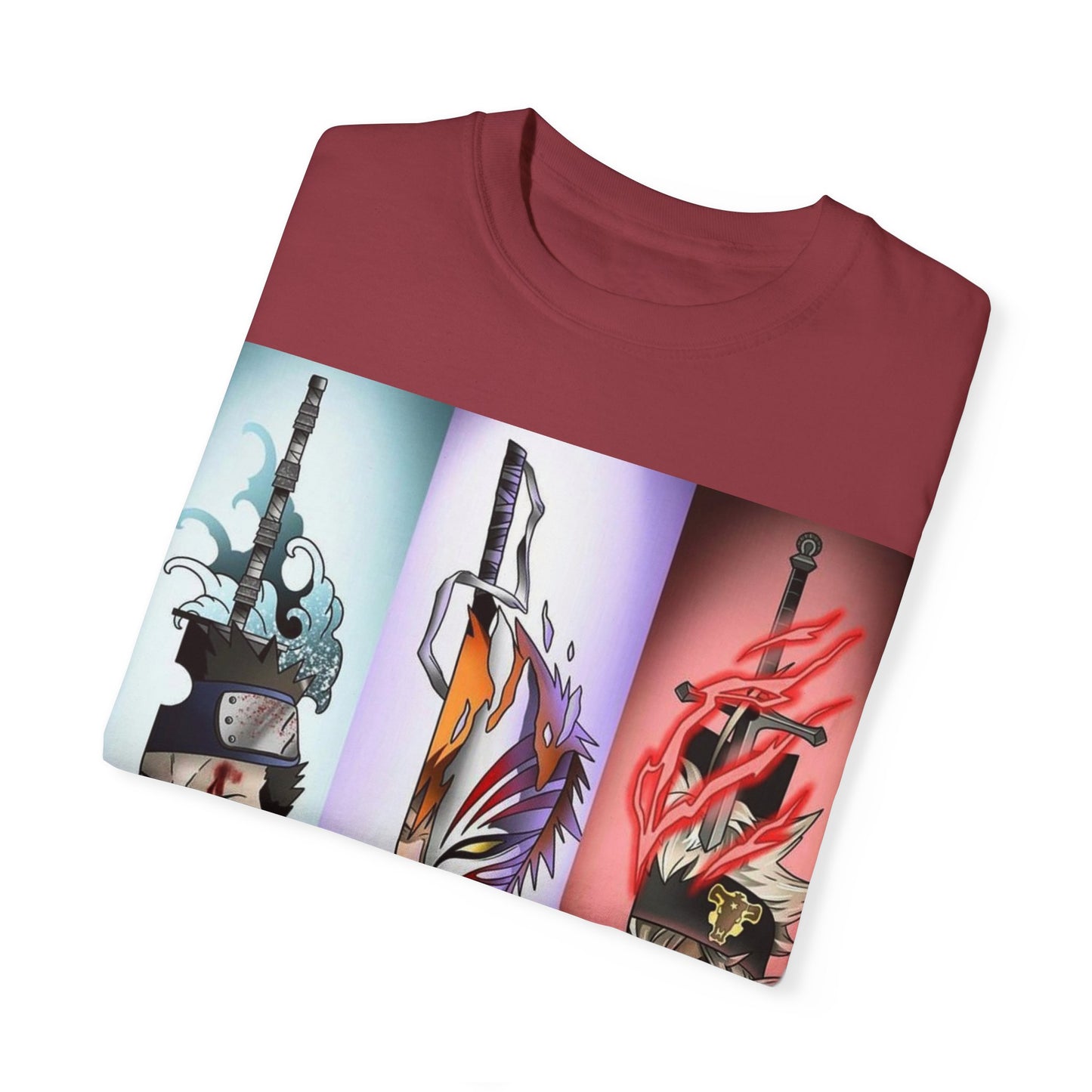 Unisex Garment-Dyed Anime T-Shirt - Vibrant Sword Design