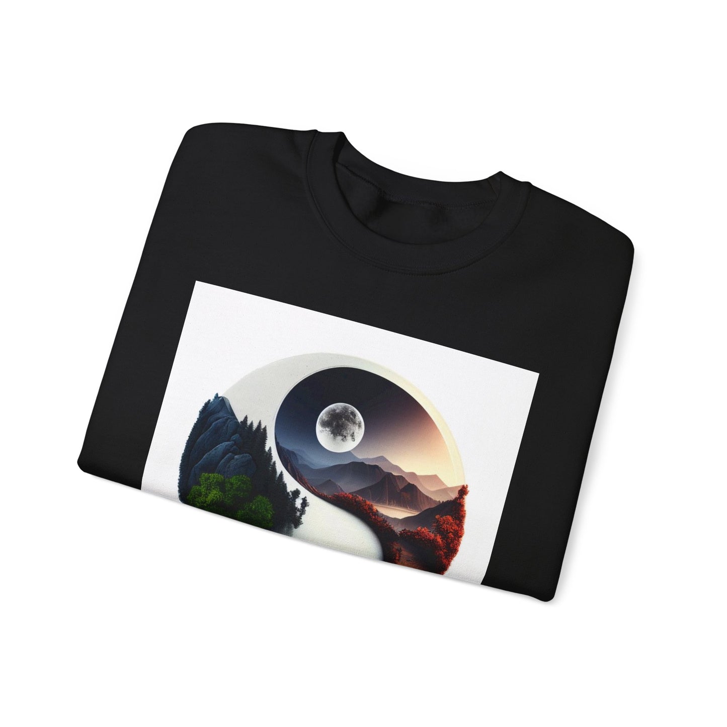 Unisex Yin Yang Nature Crewneck Sweatshirt - Cozy and Stylish for Outdoor Lovers
