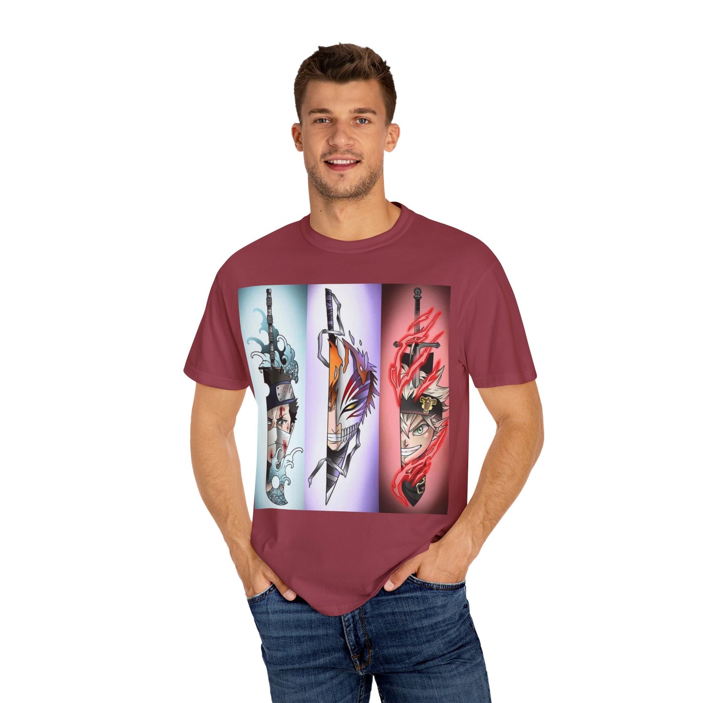 Unisex Garment-Dyed Anime T-Shirt - Vibrant Sword Design