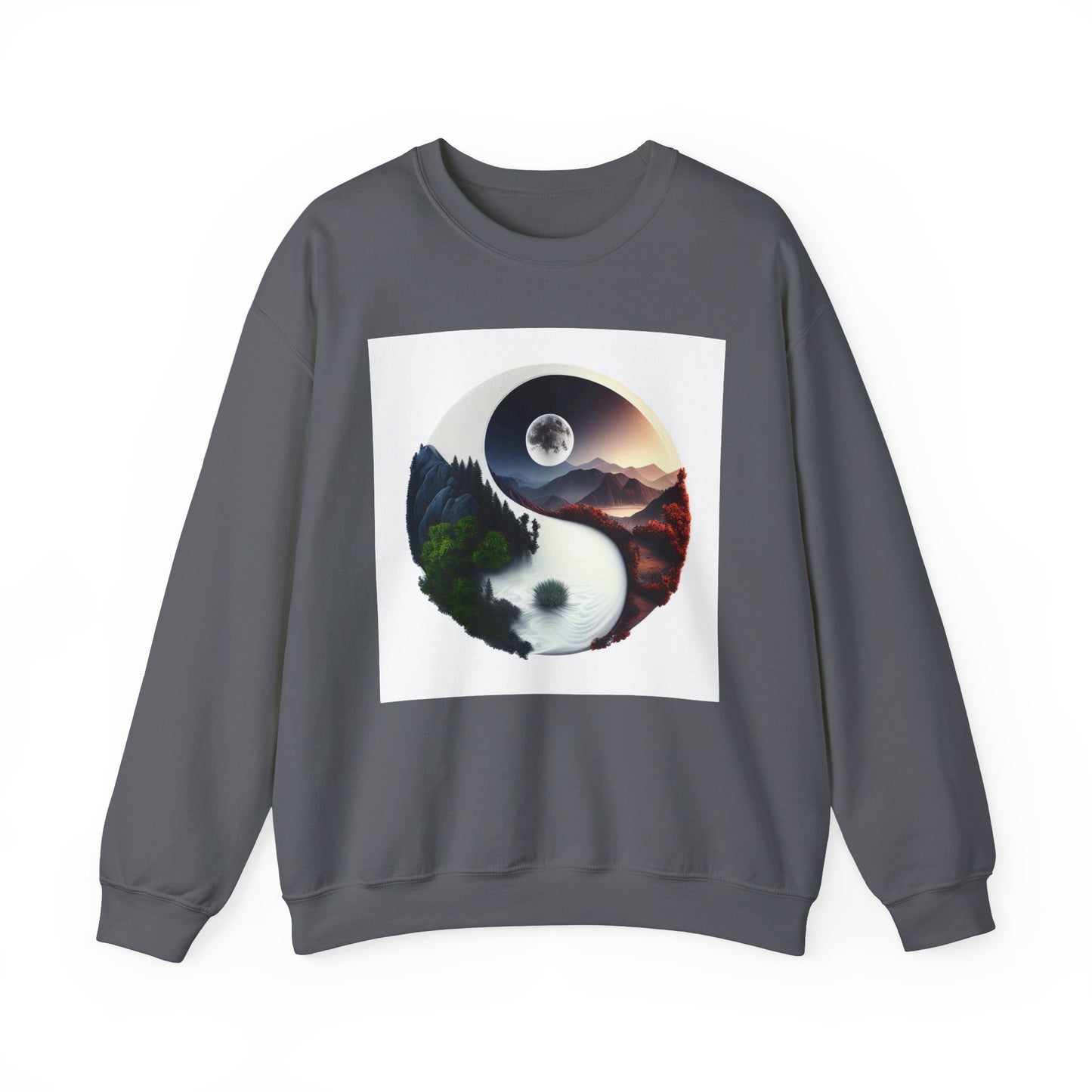 Unisex Yin Yang Nature Crewneck Sweatshirt - Cozy and Stylish for Outdoor Lovers