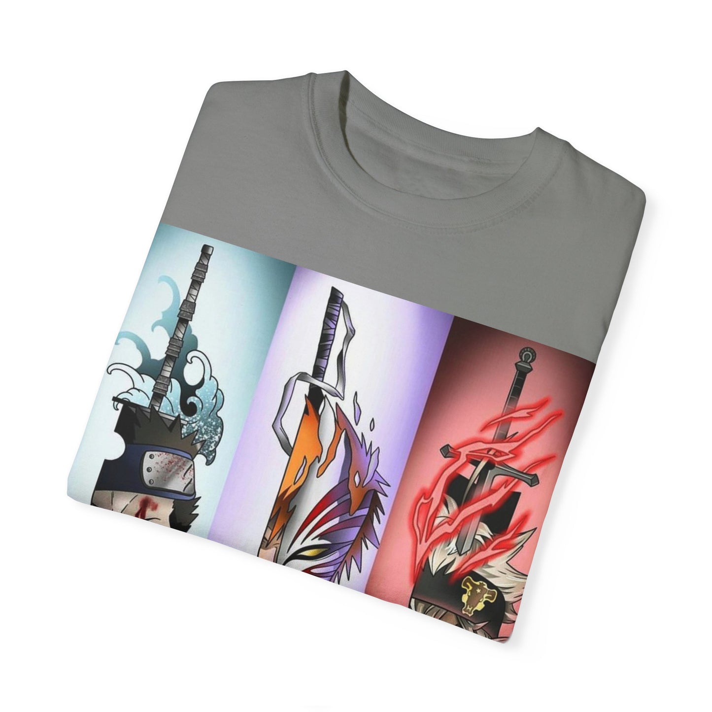 Unisex Garment-Dyed Anime T-Shirt - Vibrant Sword Design