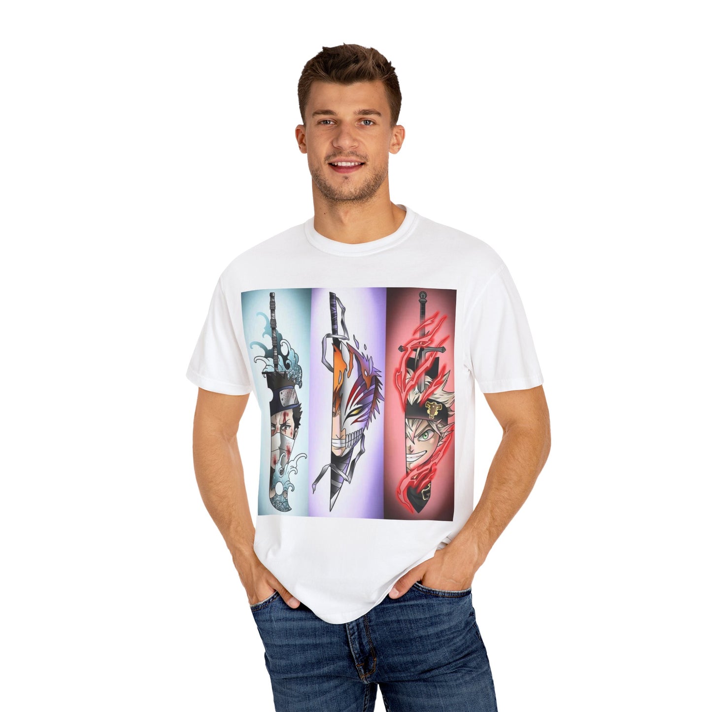 Unisex Garment-Dyed Anime T-Shirt - Vibrant Sword Design