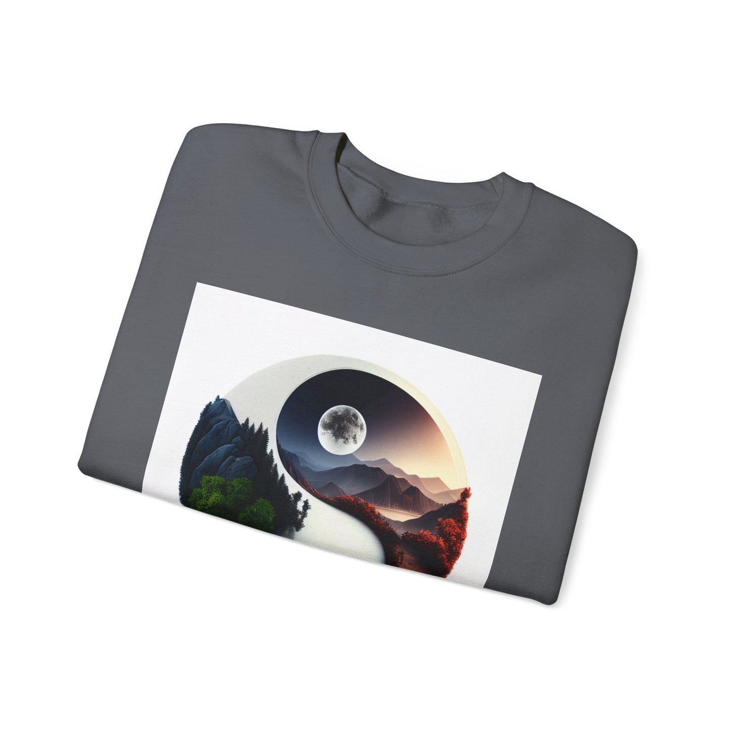 Unisex Yin Yang Nature Crewneck Sweatshirt - Cozy and Stylish for Outdoor Lovers